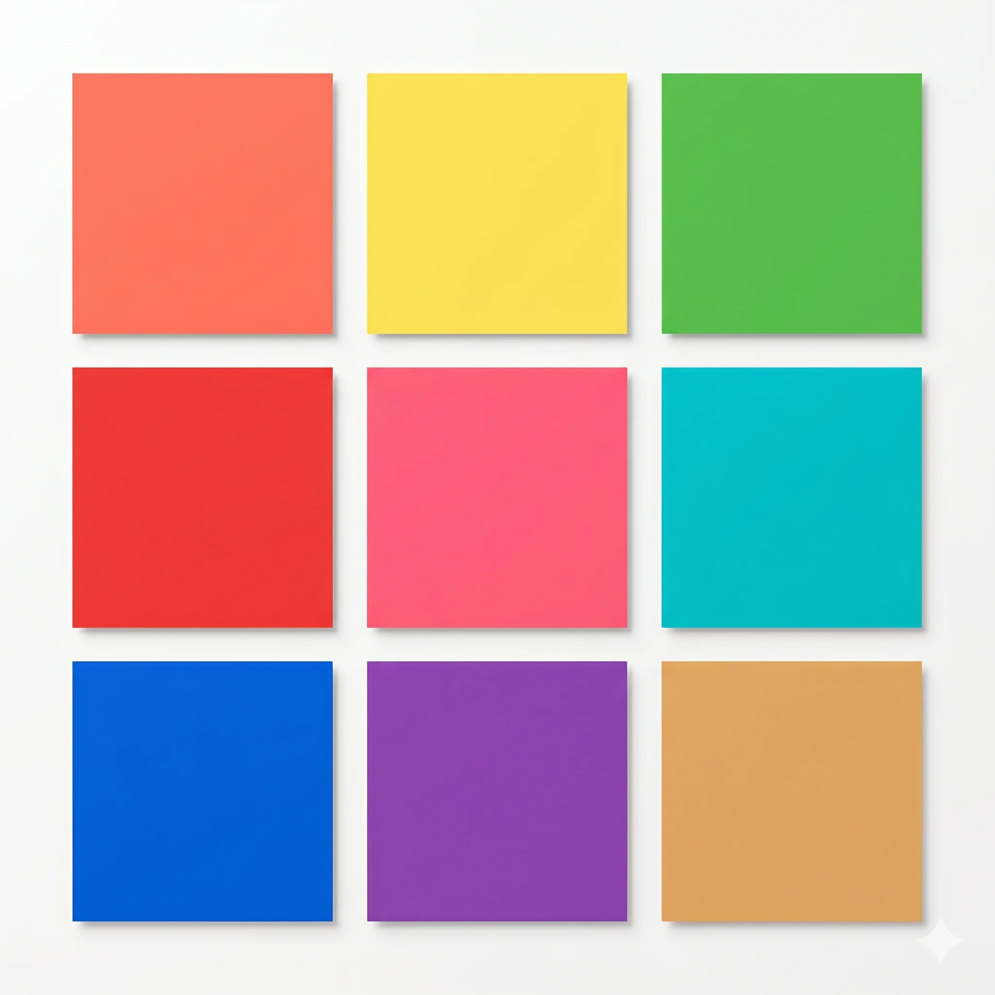 Bright Spring (Clear Spring) color palette swatches for seasonal color analysis, featuring vibrant coral and canary yellow.