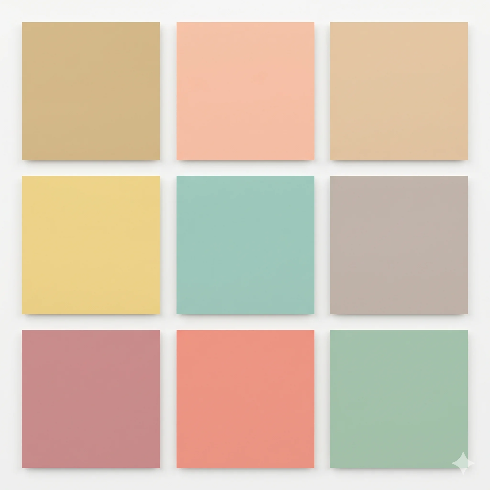 Soft Spring color palette swatches for seasonal color analysis, featuring neutral-warm antique gold and light teal.