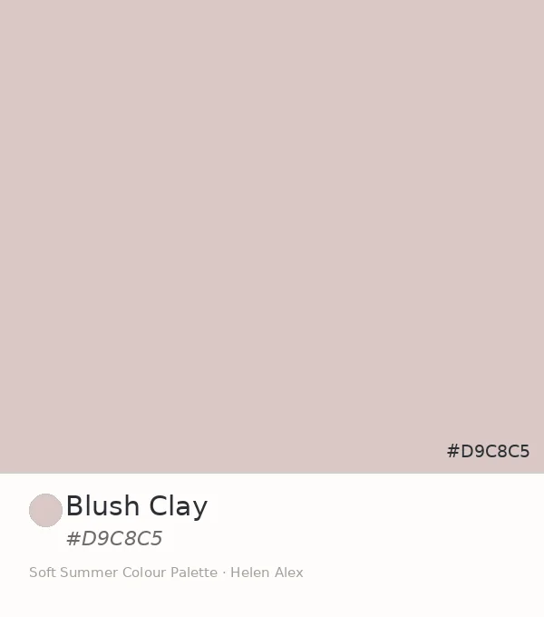 Soft Summer palette swatch — Blush Clay, a dusty cool-rose neutral tone, hex #D9C8C5