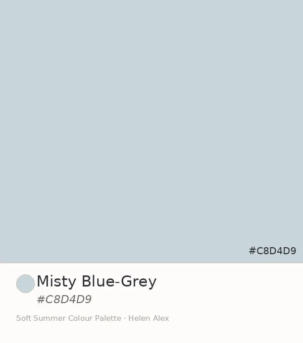 Soft Summer palette swatch — Misty Blue-Grey, a cool desaturated blue-grey tone, hex #C8D4D9