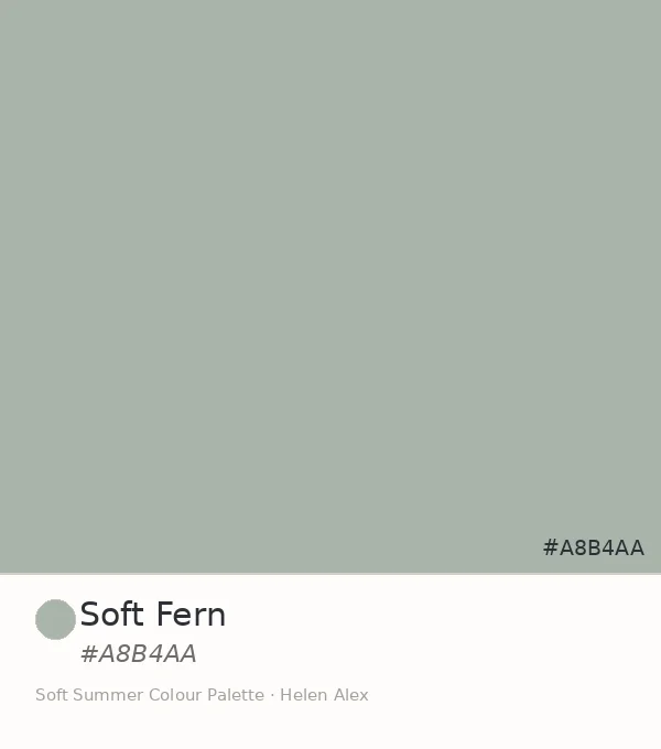 Soft Summer palette swatch — Soft Fern, a muted medium sage-green tone, hex #A8B4AA