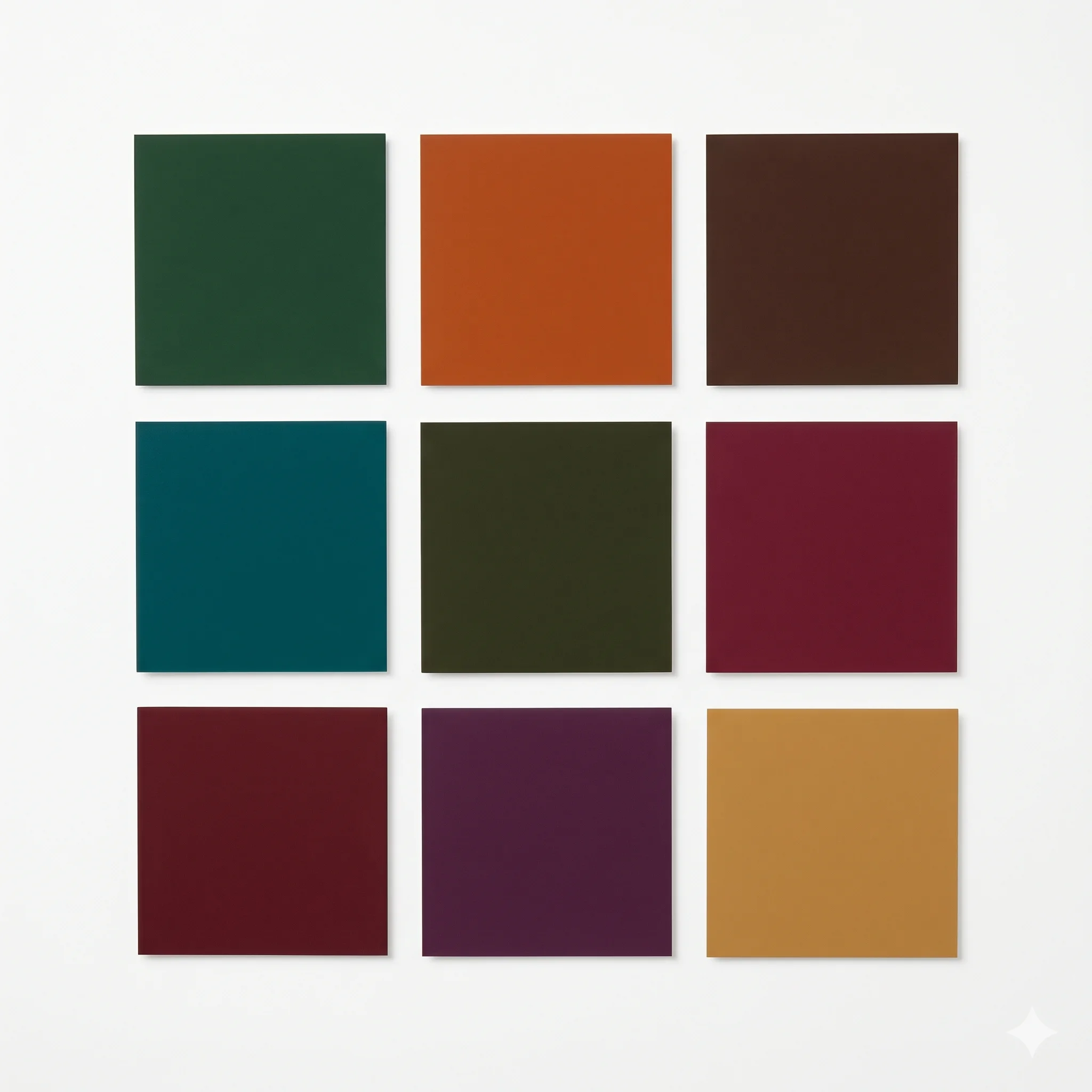 Dark Autumn (Deep Autumn) color palette swatches for seasonal color analysis, featuring deep forest green and chocolate.