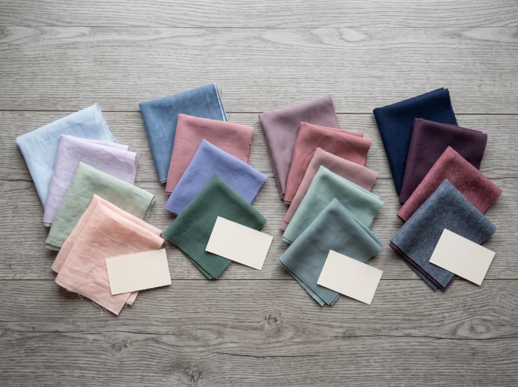 Four Summer sub-season colour palettes arranged from lightest to most muted, showing how Light Summer, True Summer, Soft Summer, and Cool Summer relate to each other